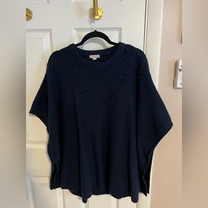 Navy blue Loft poncho. Size XL/XXL. Simple embroidered accent at neck line